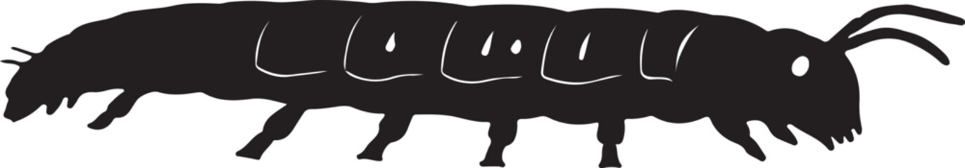 Waxworm insect in silhouette image.