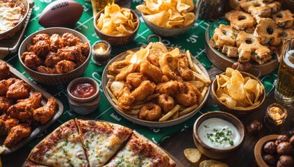 Game Day Feast: A mouthwatering spread of classic football party food awaits.