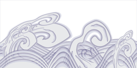 Japanese blue wave background vector. Wallpaper design with blue and white ocean wave pattern backdrop. Modern luxury oriental illustration for cover, banner, website, decor, border.