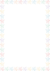 Sea star sketch frame. Cute cartoon illustration template with empty space for your text. Baby shower design