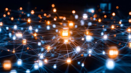 Fototapeta premium Abstract Network Connection Futuristic Digital Nodes