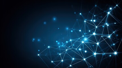 Futuristic Global Network Concept, Blue Digital Background with Glowing Lines and Dots, Abstract Technology Theme for Graphic Design.
