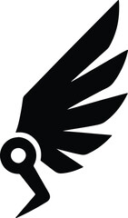 Silhouette winged key design element isolated on white vector Illustrator