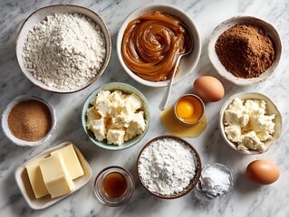 A Delicious Flat Lay of Pastry Essentials, Baking Ingredients