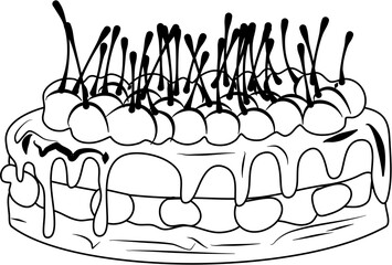 Chocolate Cake Cherry coloring page