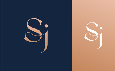 Initial letter SJ JS logo design vector illustration for couple, wedding, and business