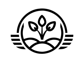 Eco-Friendly Logo Design Featuring Growth and Nature , This clean, modern logo design features stylized leaves and plants growing from a stylized field, within a circle. 