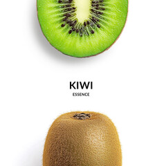 Half-Sliced and Whole Kiwi isolated on the white background with copy space