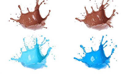 Dynamic Liquid Splashes Brown Chocolate Blue Paint Crown Splash