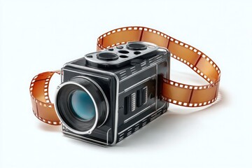 Retro camera and film strips