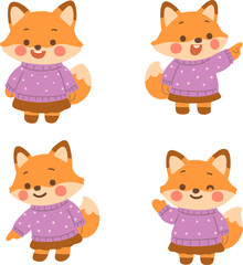 cute fox character vector illustration clipart
