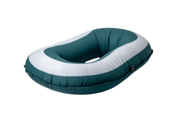 Inflatable travel or camping pillow isolated on transparent background, ensuring comfort and portability for outdoor adventures or travel