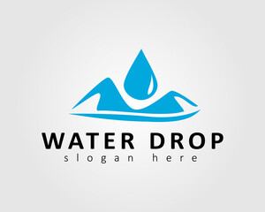 water drop with view mountain concept icon business company