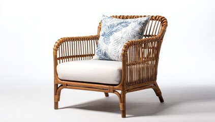 Relax in Coastal Style with this Elegant Rattan Armchair, Perfect for Beach House Living.