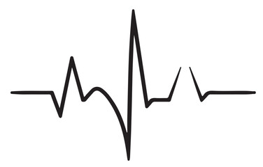 A vector image depicting a jagged black line on a white background, resembling an electrocardiogram (ECG) or heart rate monitor.