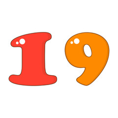 Number 19 Colorful Symbol
