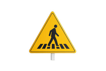 Yellow triangular pedestrian crossing sign
