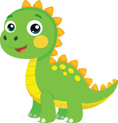 Obraz premium Cheerful Green Cartoon Dinosaur Illustration for Kids and Playful Art