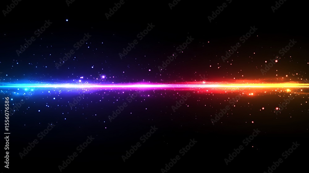 Wall mural luminous light streaks across a cosmic scene with sparkling particle effects,ideal for modern backgr