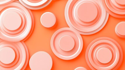 Abstract Coral Orange Circular Shapes Background