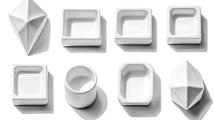 Geometric White Ceramic Dishes Minimalist Design Still Life Photography