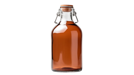 Glass Swing Top Bottle Filled with Amber Liquid, Reusable Flip-Top Glass Bottle for Homemade Drinks, Vintage-Style Airtight Glass Bottle with Clip Cap, 