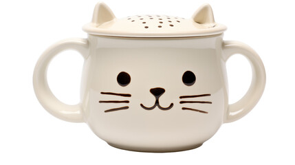 Cute Cat Face Ceramic Mug with Lid and Dual Handles, Kawaii Kitty Mug – Adorable Animal-Themed Drinkware,  Cartoon Cat Cup with Ears and Whiskers, Perfect Gift for Cat Lovers, cartoon  mug , cute mug