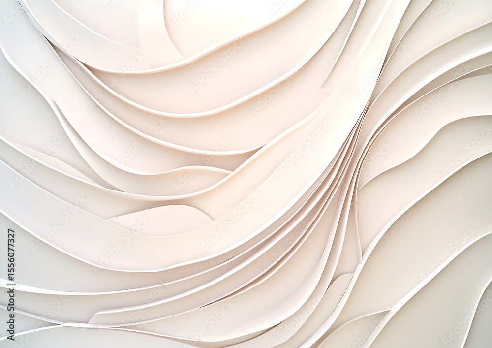 Poster abstract texture of flowing white waves with soft contours and smooth surfaces creating an elegant b