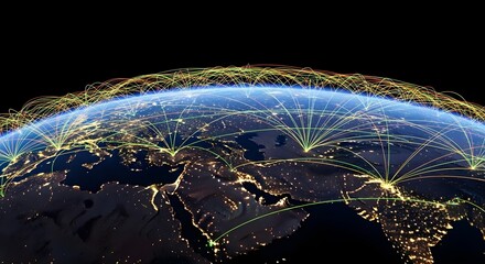 Global Network of Connections: Earth's Illuminated Interconnectivity