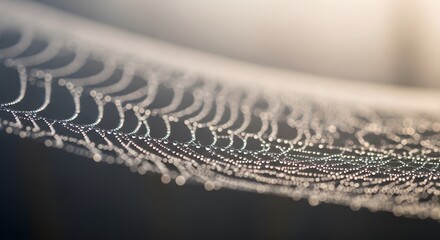 Delicate Dew-Kissed Spiderweb: Macro Shot with Bokeh and Soft Lighting