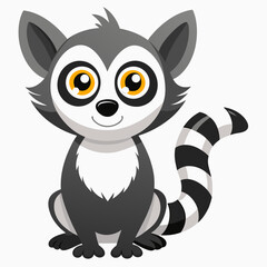 funny lemur cartoon vector illustration, animal, isolated on white background