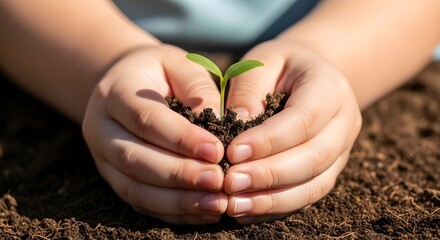 Tender Hands Cradle Tiny Sprout, Symbolizing Growth, Hope, and New Beginnings.