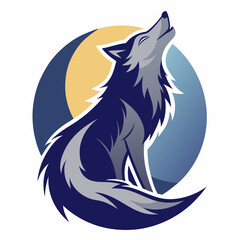 funny wolf cartoon vector illustration, animal, isolated on white background