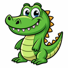 Fototapeta premium funny crocodile cartoon vector illustration, animal, isolated on white background