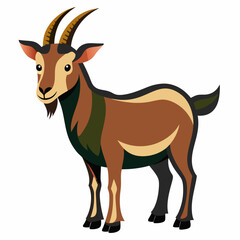 funny goat cartoon vector illustration, animal, isolated on white background