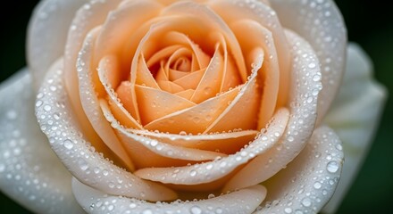 Delicate Peach Rose with Water Droplets: Macro Floral Beauty