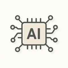 Minimalist AI Chip Processor Icon Illustration