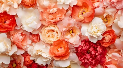 Vibrant Peach and Coral Flower Blossom Background
