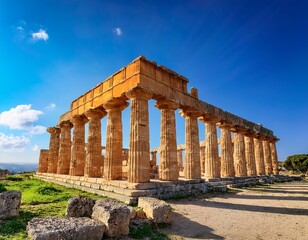 Naklejka premium majestic columns of the temple of hera in selinunte sicily