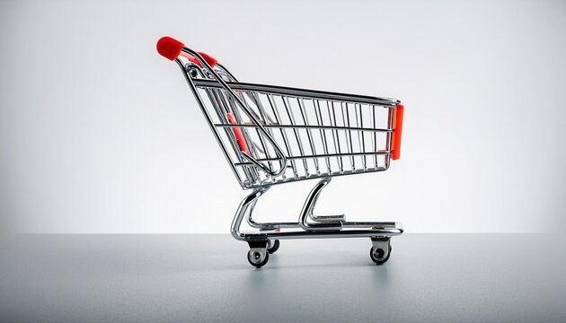 empty shopping cart on white background 
