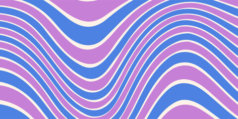 Abstract Trippy Hand Drawn Groovy Pattern Vector Design. Fun Vintage Y2k Wavy Texure. Curvy Psychedelic Background.