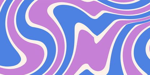 Abstract Trippy Hand Drawn Groovy Pattern Vector Design. Fun Vintage Y2k Wavy Texure. Curvy Psychedelic Background.