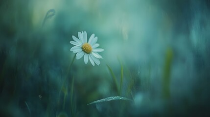 Serene Teal Daisy in Soft Focus Meadow