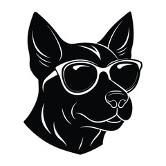 a silhouette of a dog s head wearing sunglasses