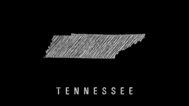 Tennessee scribbled state shape on black
