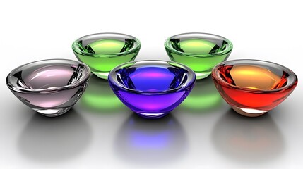 Vibrant Colored Glass Bowls Liquid Filled Abstract