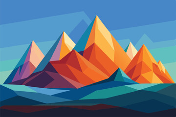 Low Poly Landscape Colorful Mountains Vector Art for Digital Design and Illustration