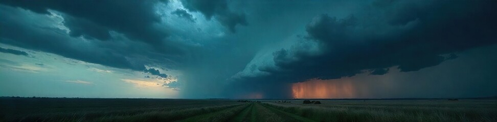 Ominous, dark storm clouds gather overhead, casting a dramatic shadow on the landscape Heavy, brooding atmosphere Perfect for weather, nature, and apocalyptic themes , environment, dramatic