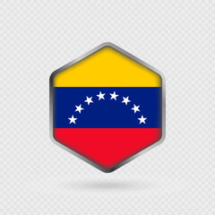 Venezuela Flag Icon in Hexagon Shape.