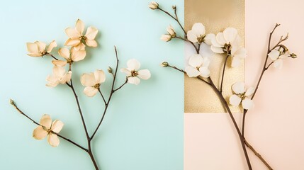 Elegant Dried Flower Branches on Pastel Background